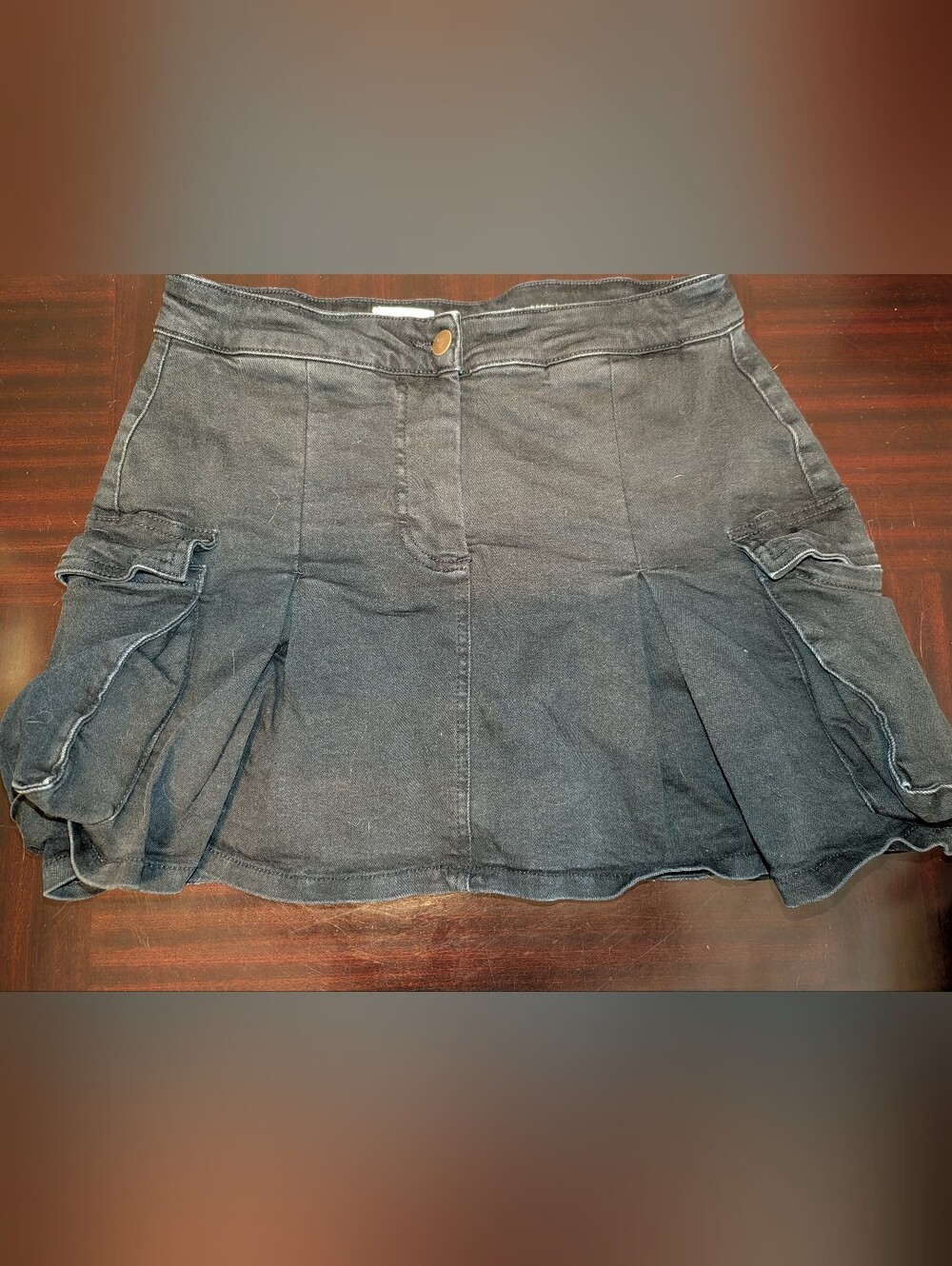 Pilcro Black Denim Skort with Panel Detailing Cargo Pockets